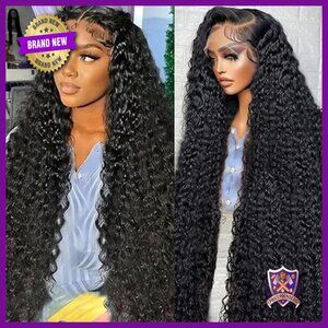 30 Inch Deep Wave Lace Front Wig Human Hair 180% Density Pre Plucked